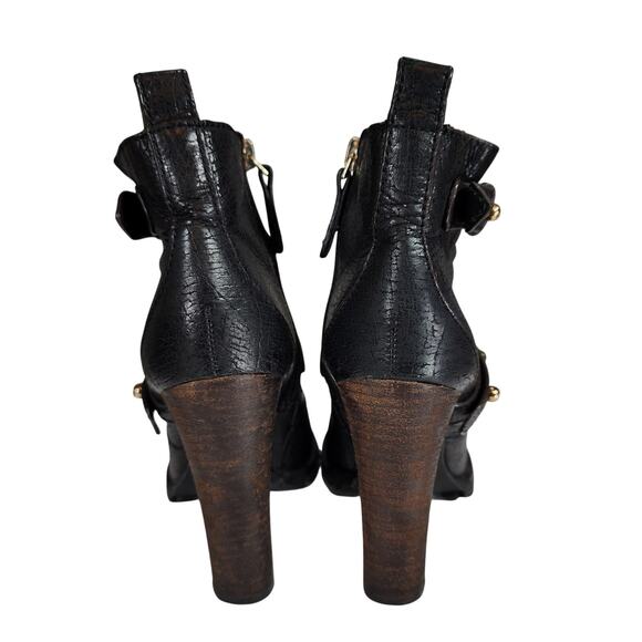 Tory Burch sz 5 Landers Moto Ankle Boots Bootie Women Black Lug Sole Studs 3.5" - Picture 6 of 13